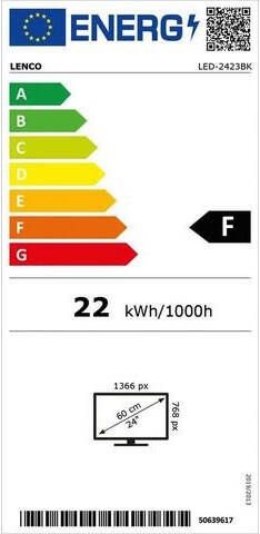 Lenco Led TV LED 2423BK met 12 V verbinding, 61 cm/24 ", HD