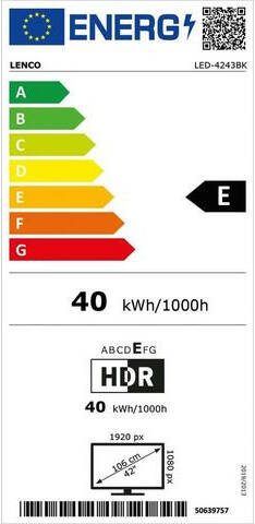 Lenco Led TV LED 4243BK Android Smart TV, 106, 7 cm/42 ", Full HD, Smart TV