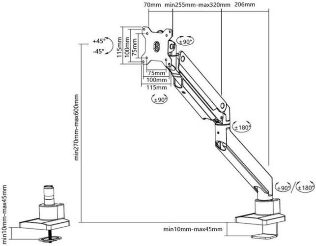 Select monitor bureausteun voor curved schermen NM D775BLACKPLUS