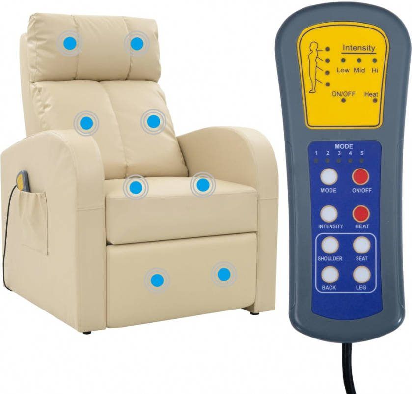 vidaXL Massagestoel elektrisch met afstandsbediening crèmekleurig